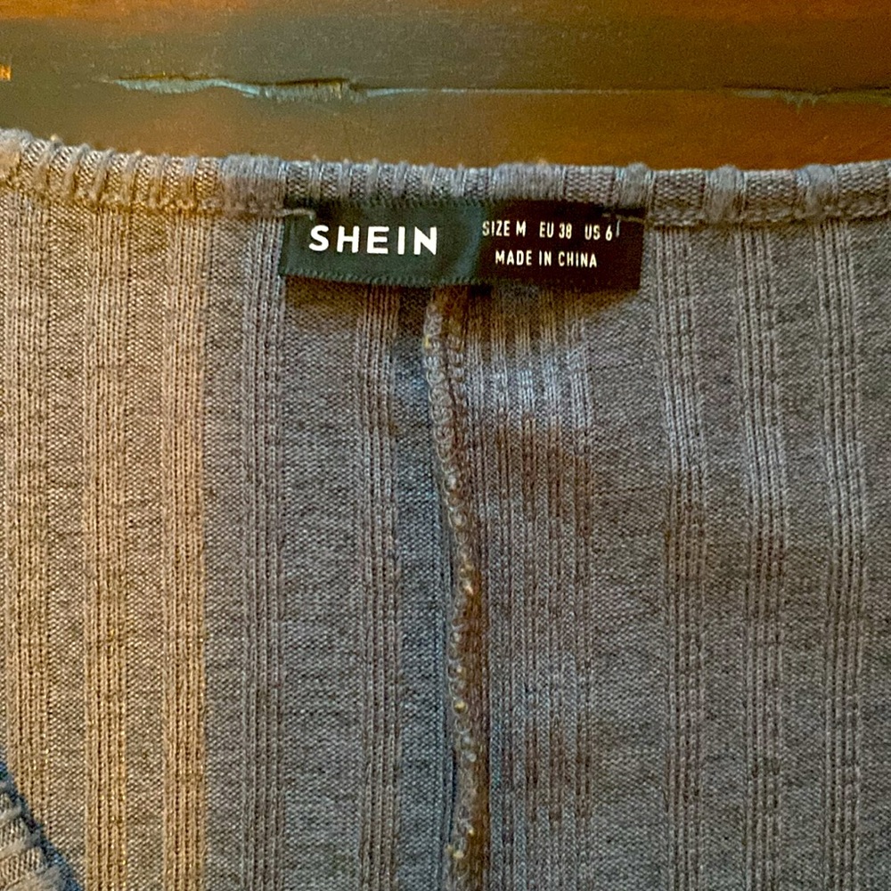 SHEIN Crop Sweater V Neck Medium blue/gray - Picture 3 of 3